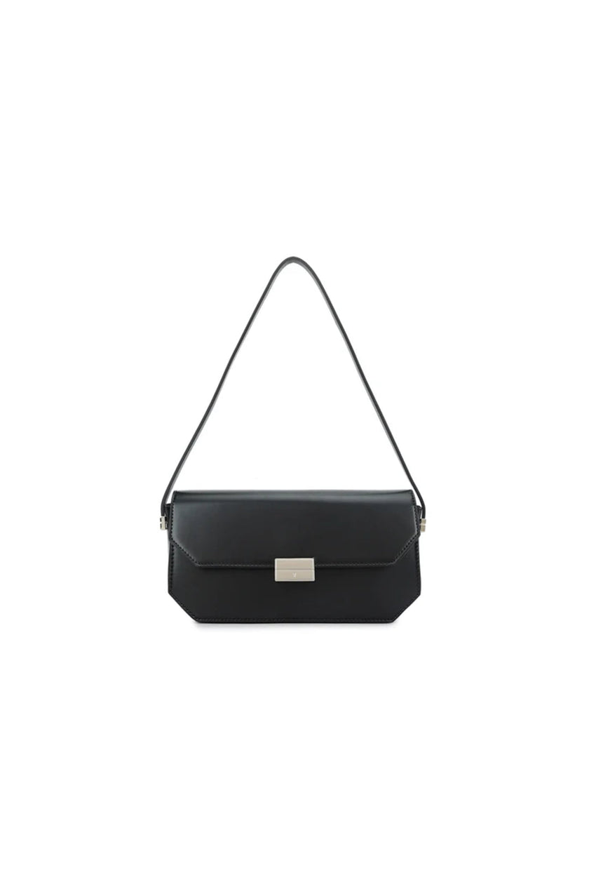 Black Faux Leather Shoulder Bag