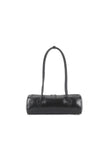 Black Faux Leather Top Handle Shoulder Bag