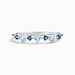 Stabelbar half-eternity ring med blå safir og blå topas i sterlingsølv