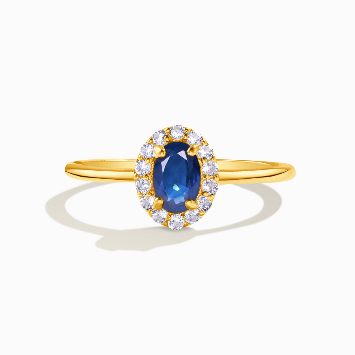 Anillo de Zafiro Azul en Vermeil de Oro de 18k