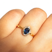 Anillo de Zafiro Azul en Vermeil de Oro de 18k