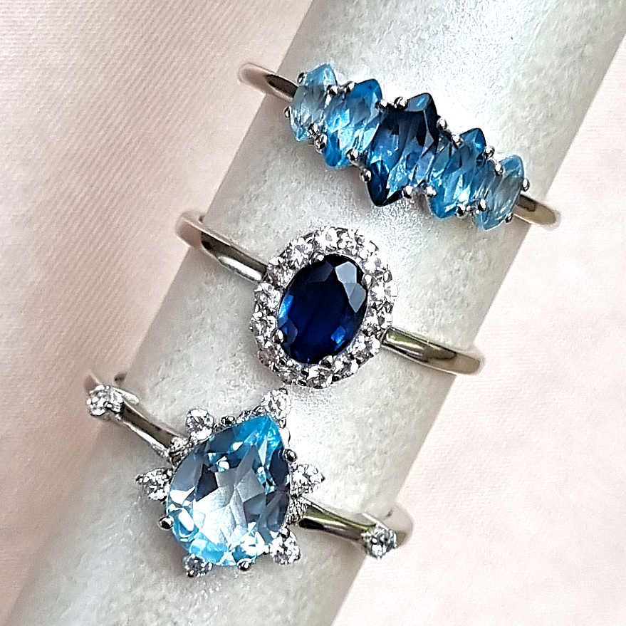 Blue Sapphire Ring in Sterling Silver