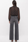 Black Polkadot Bubble Hem Blouse