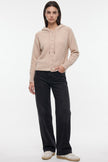 Beige Soft Knit Hooded Cardigan