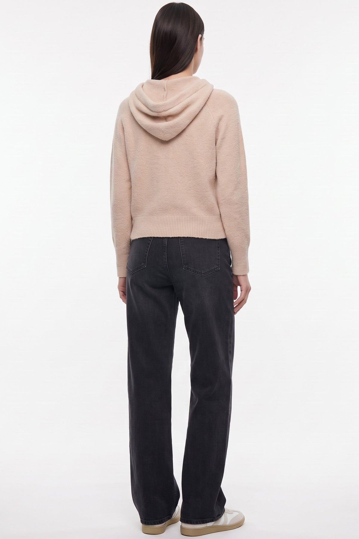 Beige Soft Knit Hooded Cardigan