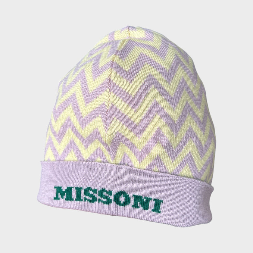 Multicolour Wool Zig Zag Beanie Hat