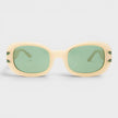 Oval Sunglasses Laurel Detail Cream Gold Green