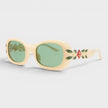 Oval Sunglasses Laurel Detail Cream Gold Green