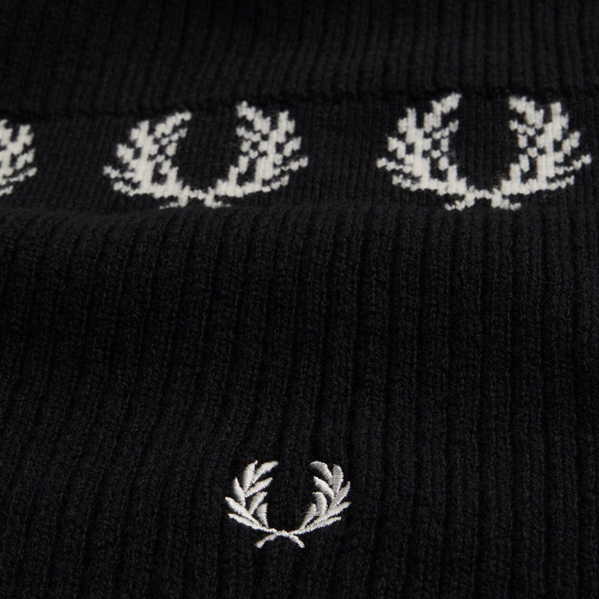 Laurel Wreath Embroidered Beanie Black