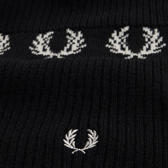 Laurel Wreath Embroidered Beanie Black