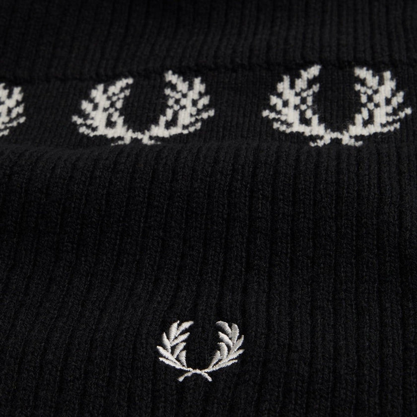 Laurel Wreath Embroidered Beanie Black