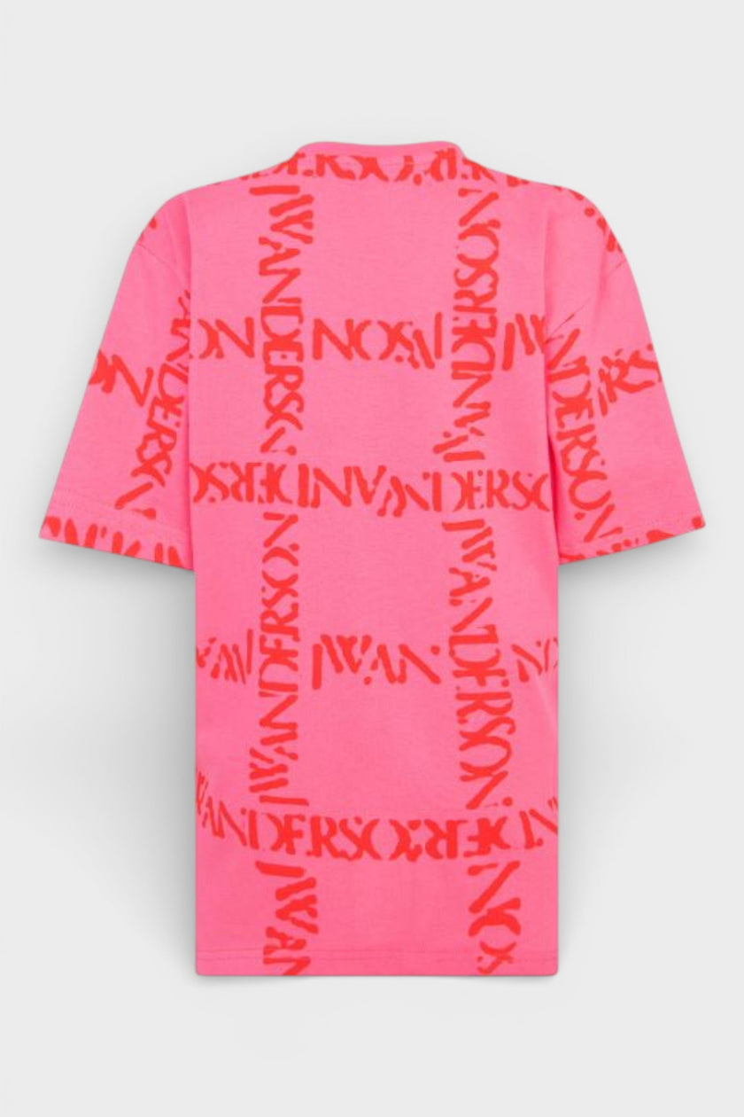 JW Anderson Oversized Logo Grid T-Shirt Fuchsia