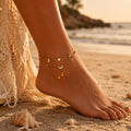 Cassia Luxe 18k Gold Double Layer Celestial Moon and Star Gold Anklet