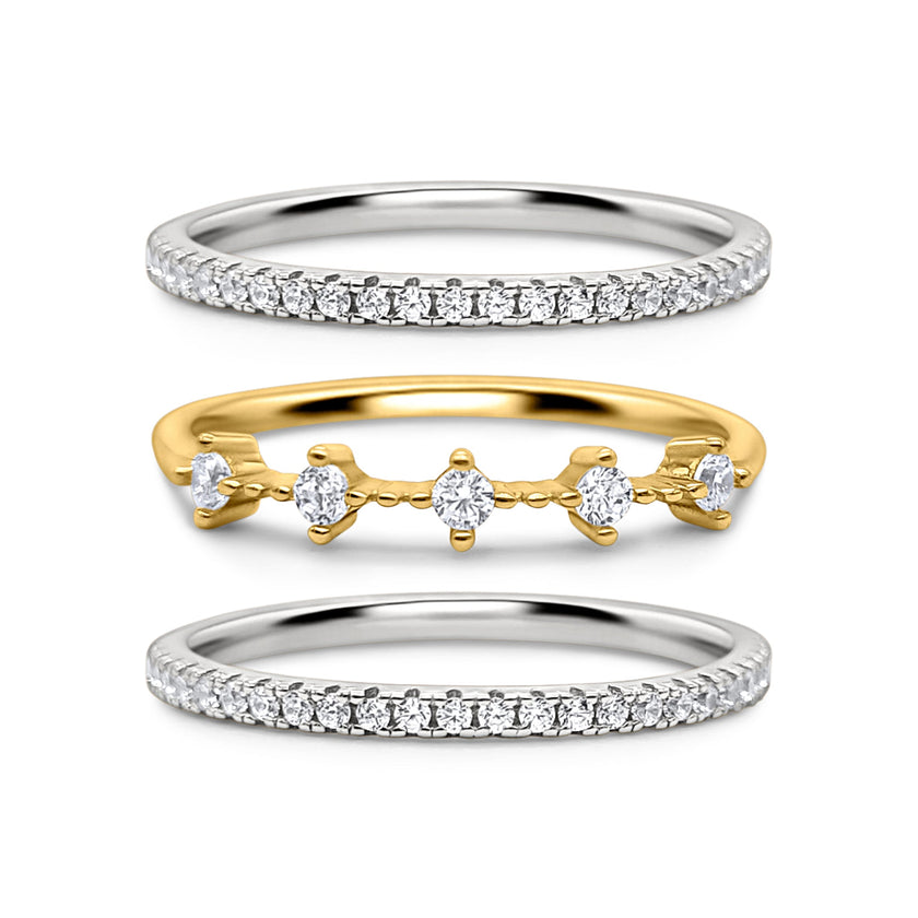 Celeste Stacking Ring Set (Silver & Gold)