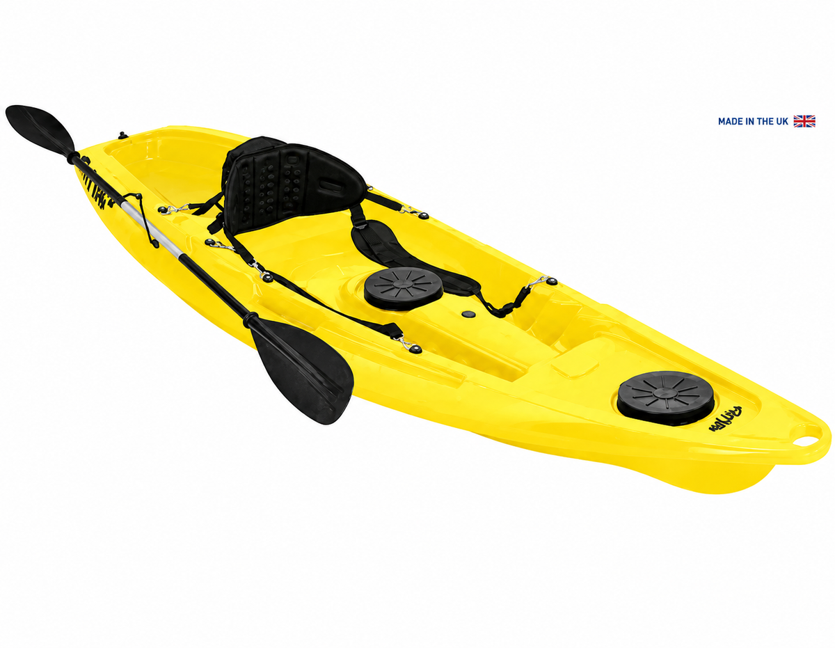 Kaafu Solo Fishing Kajak | Plastikneutral | Gelb | Komplettpaket