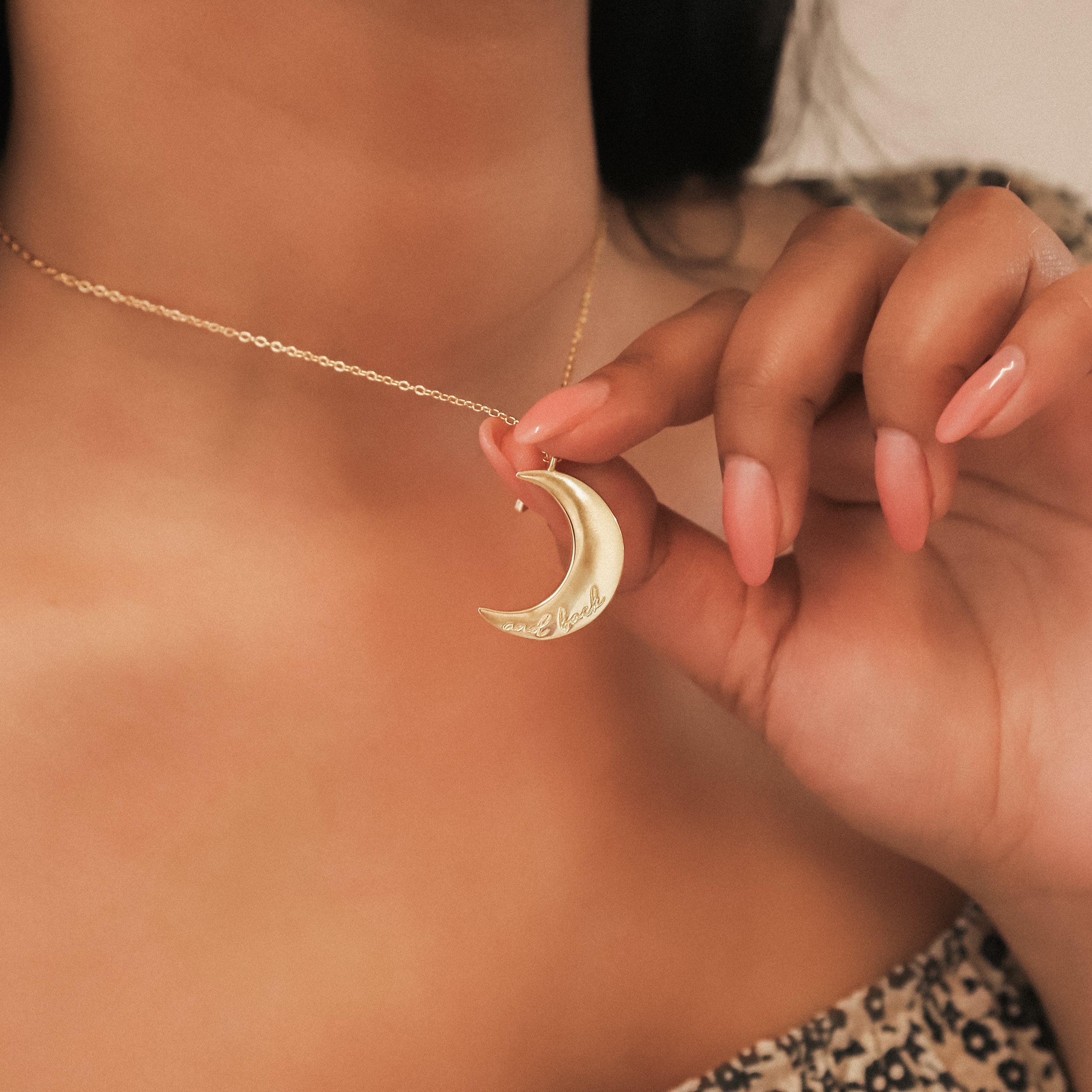 Cherish To The Moon & Back Necklace | 18k Gold Plated