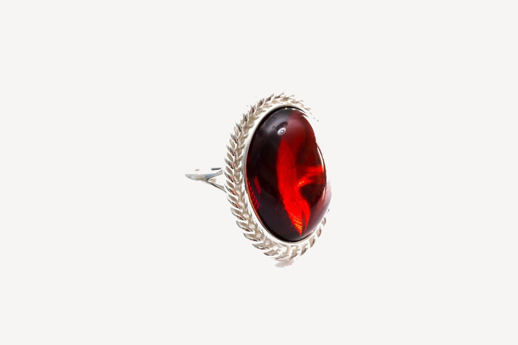 Cherry Red Amber Quintessence Statement Ring