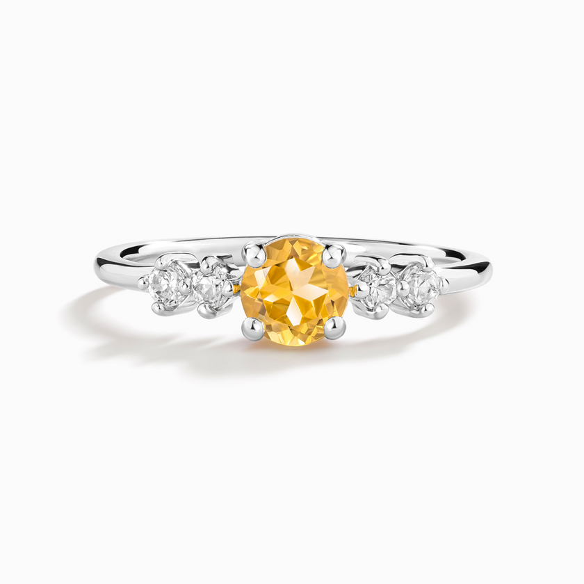 Citrien Vijf Steens Ring in Sterling Zilver