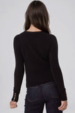 Black Fine Knit Crew Neck Cardigan