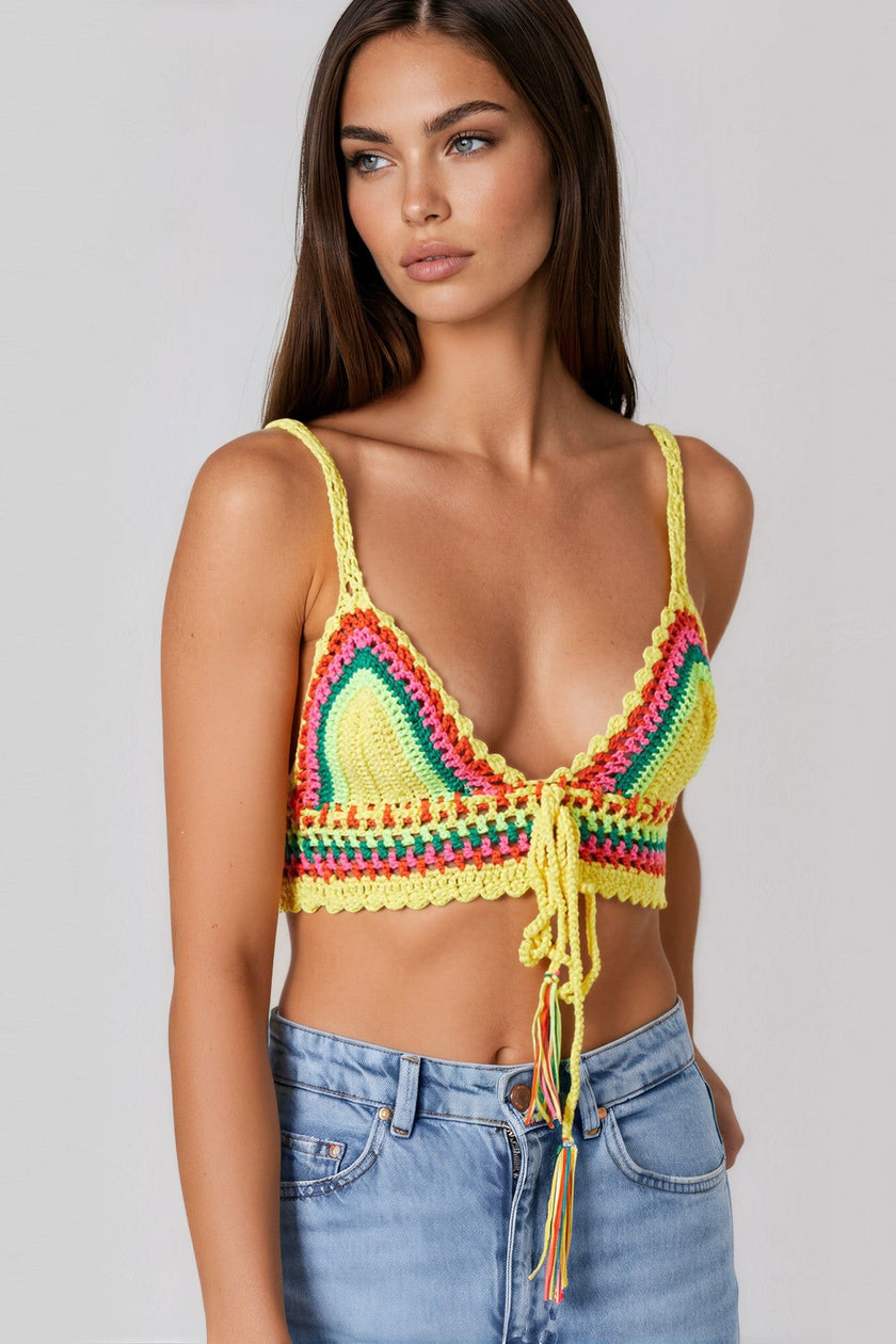 Gul heklet bralette-topp