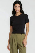 Black Crew Cotton T-Shirt | Baby Tee