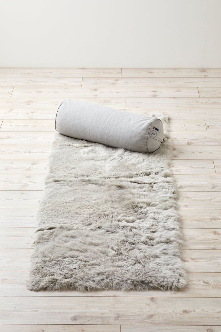 Pale grey shearling yin yoga mat