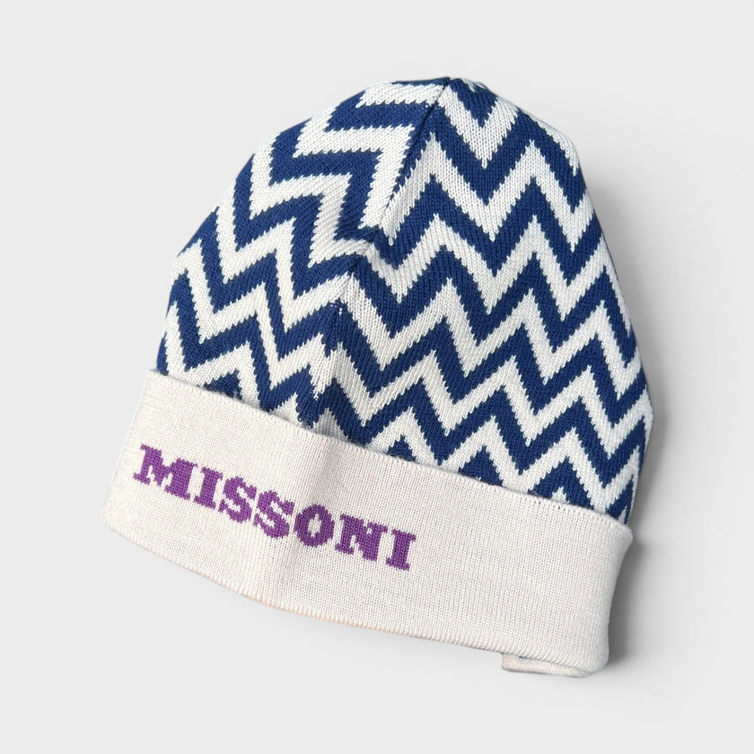 Pink Chevron Pure Wool Beanie