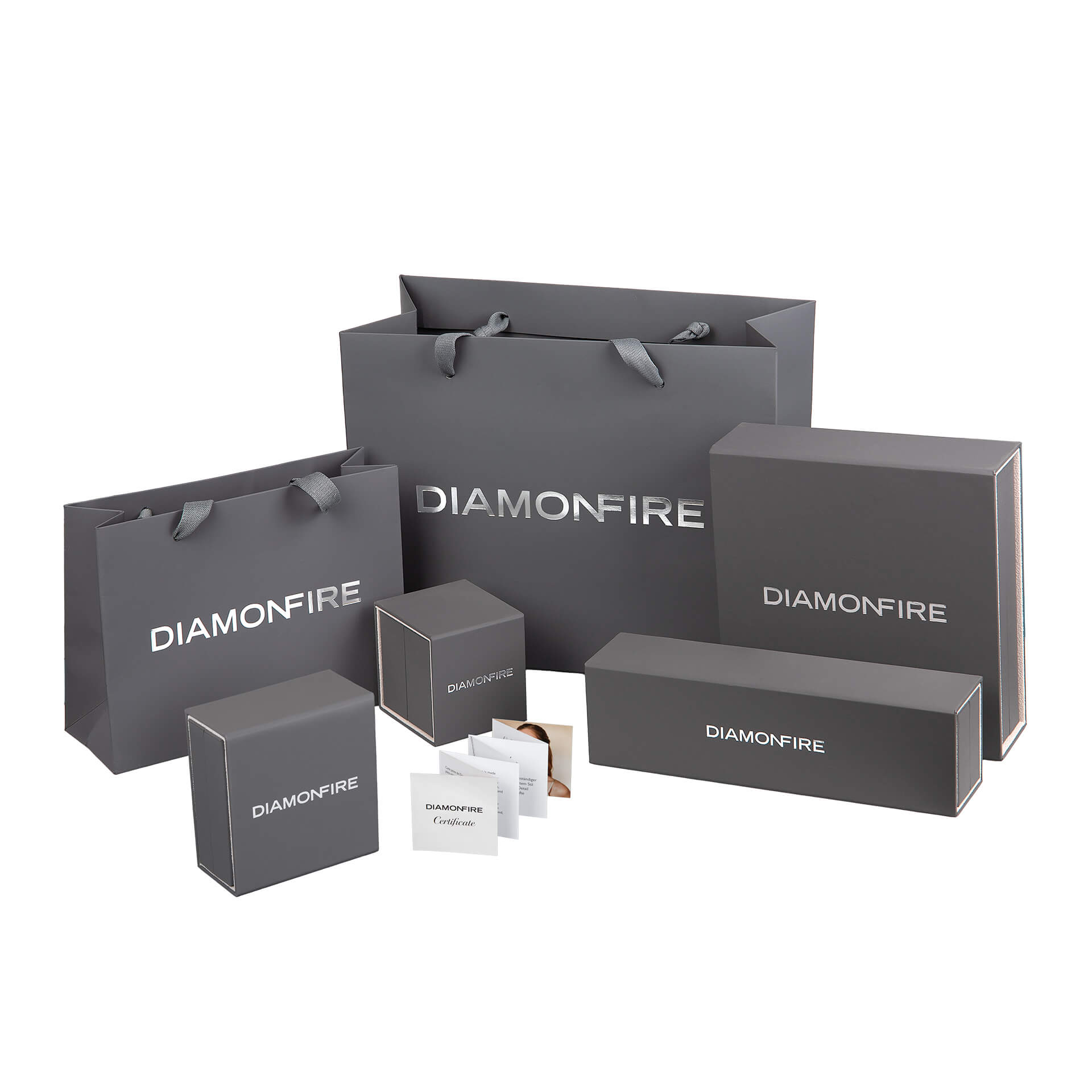 Diamonfire Interlinked Plain and Zirconia Rings Necklace