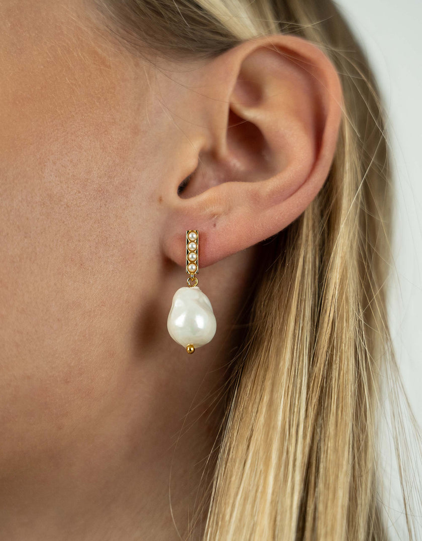 Baroque Bar Pearl Earrings