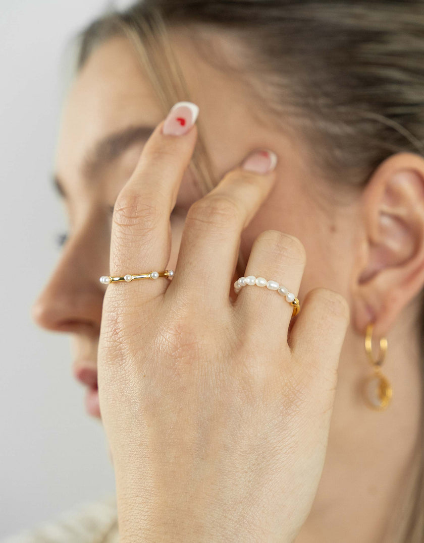 Hammered Pearl Ring