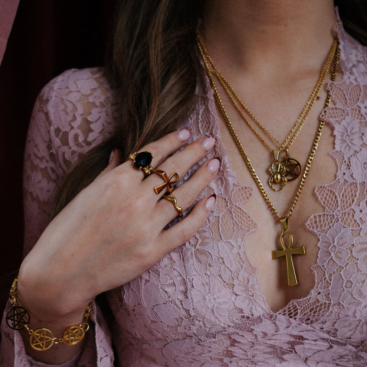 Gold Orb Weaver Spider Necklace