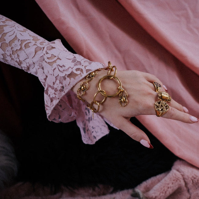 Gold Orb Weaver Spider Bracelet