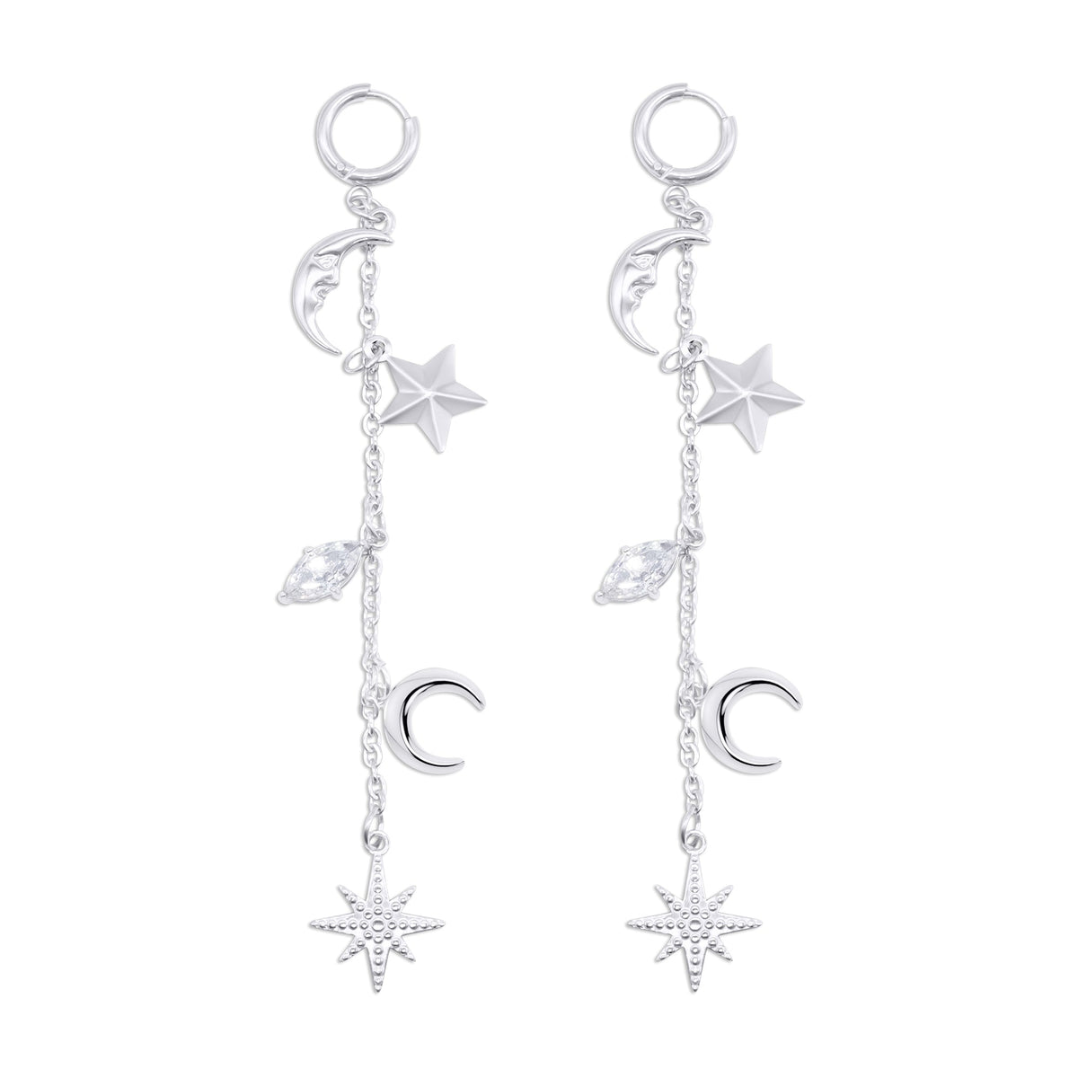 Cassiopeia Star and Moon Earrings