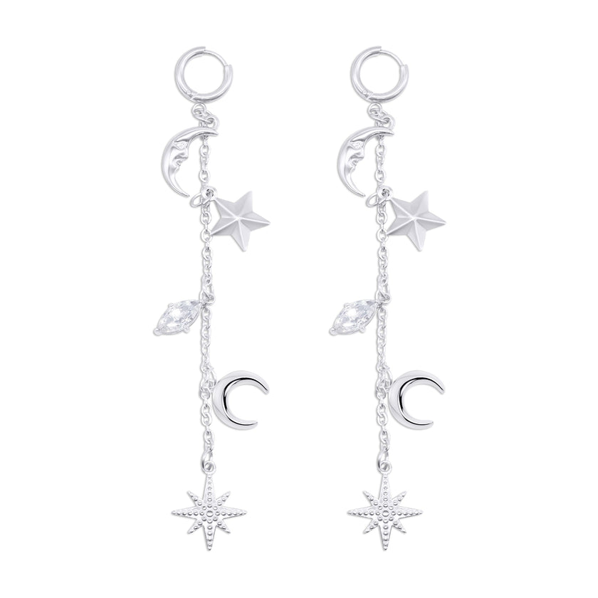 Cassiopeia Star and Moon Earrings
