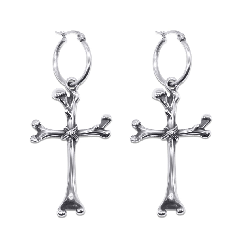 Osteomancy Bone Cross Earrings