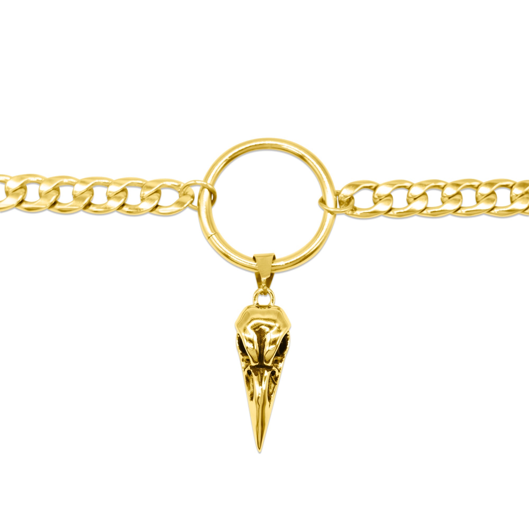 Gold Raven Bird Skull Choker
