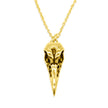 Gold Raven Bird Skull Necklace