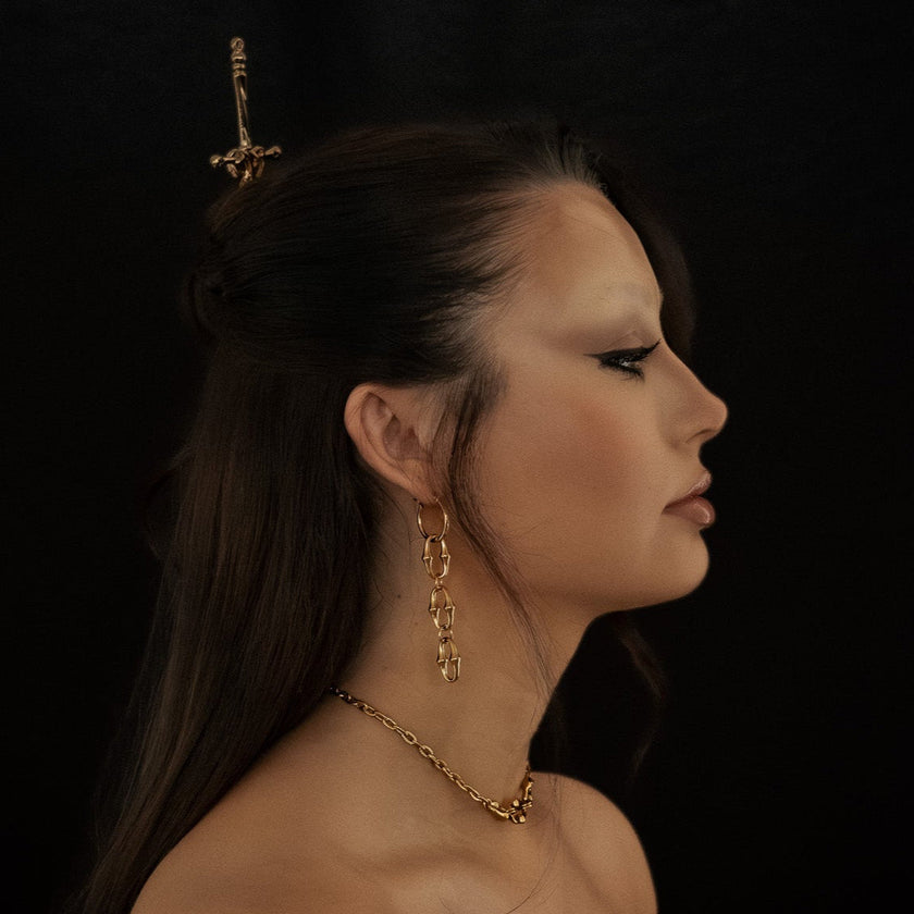 Gold Revenant Chain Hoop Earrings