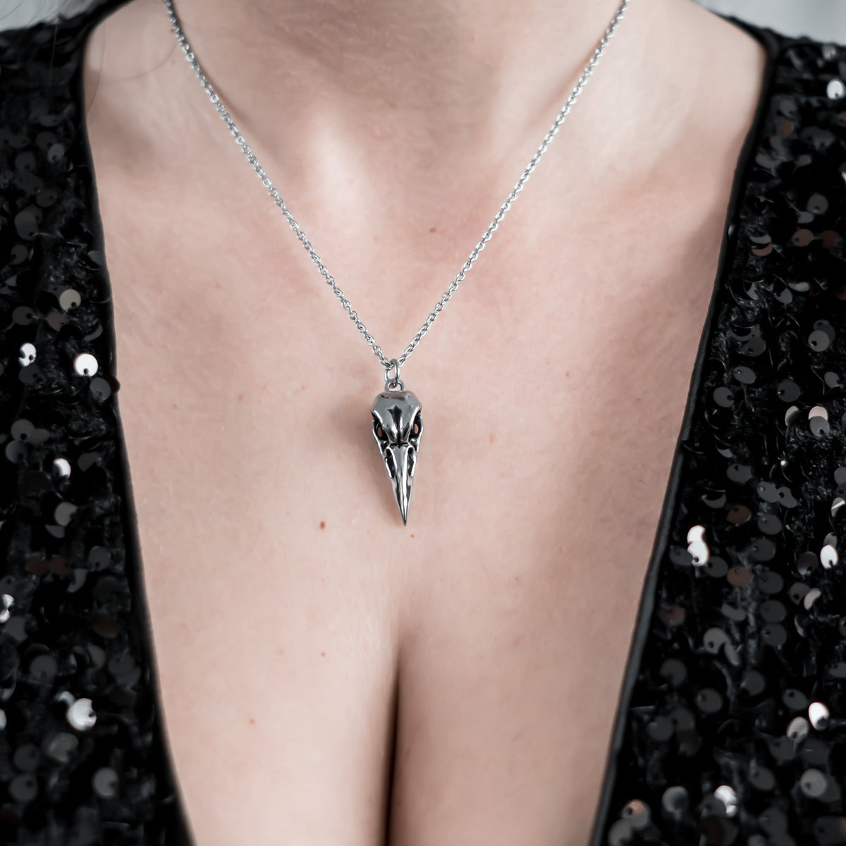 Raven Bird Skull Necklace