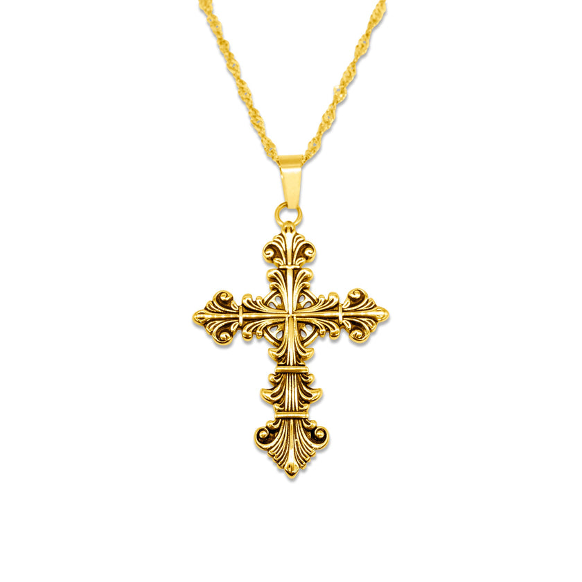 Lament Cross Necklace Gold