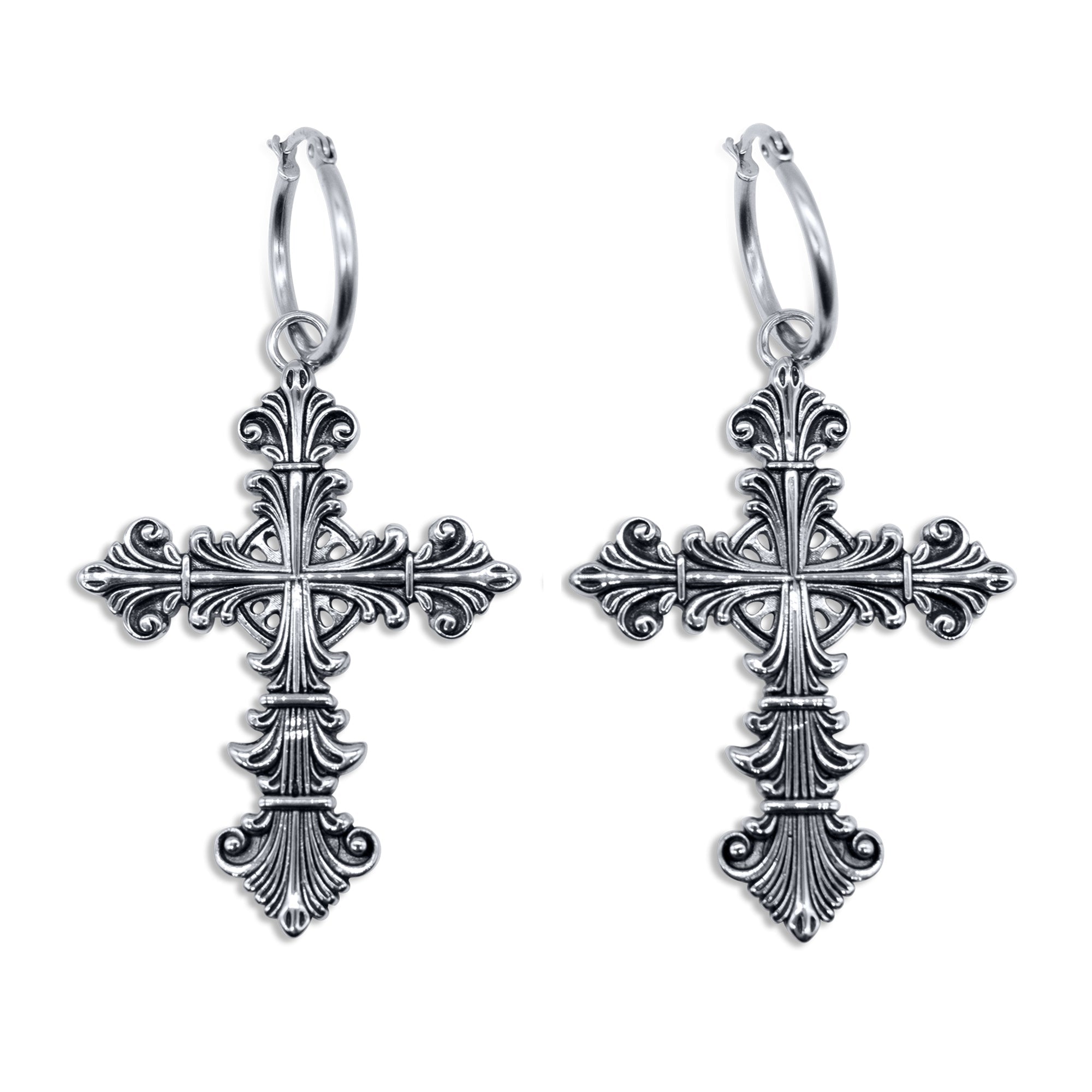 Lament Cross Hoop Earrings