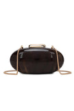 Dark Brown Oval Evening Clutch Bag