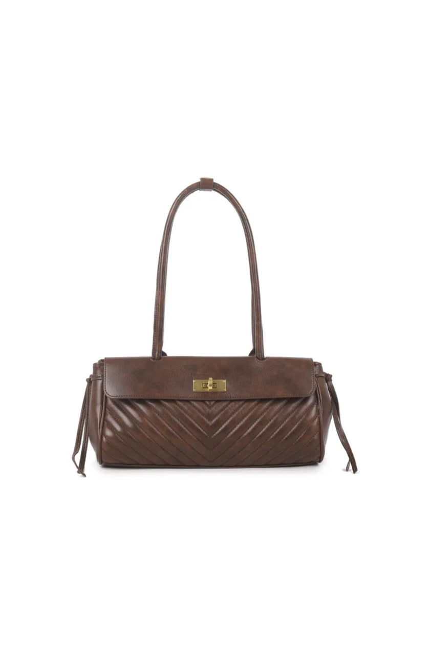 Dark Brown Quilted Shoulder Bag