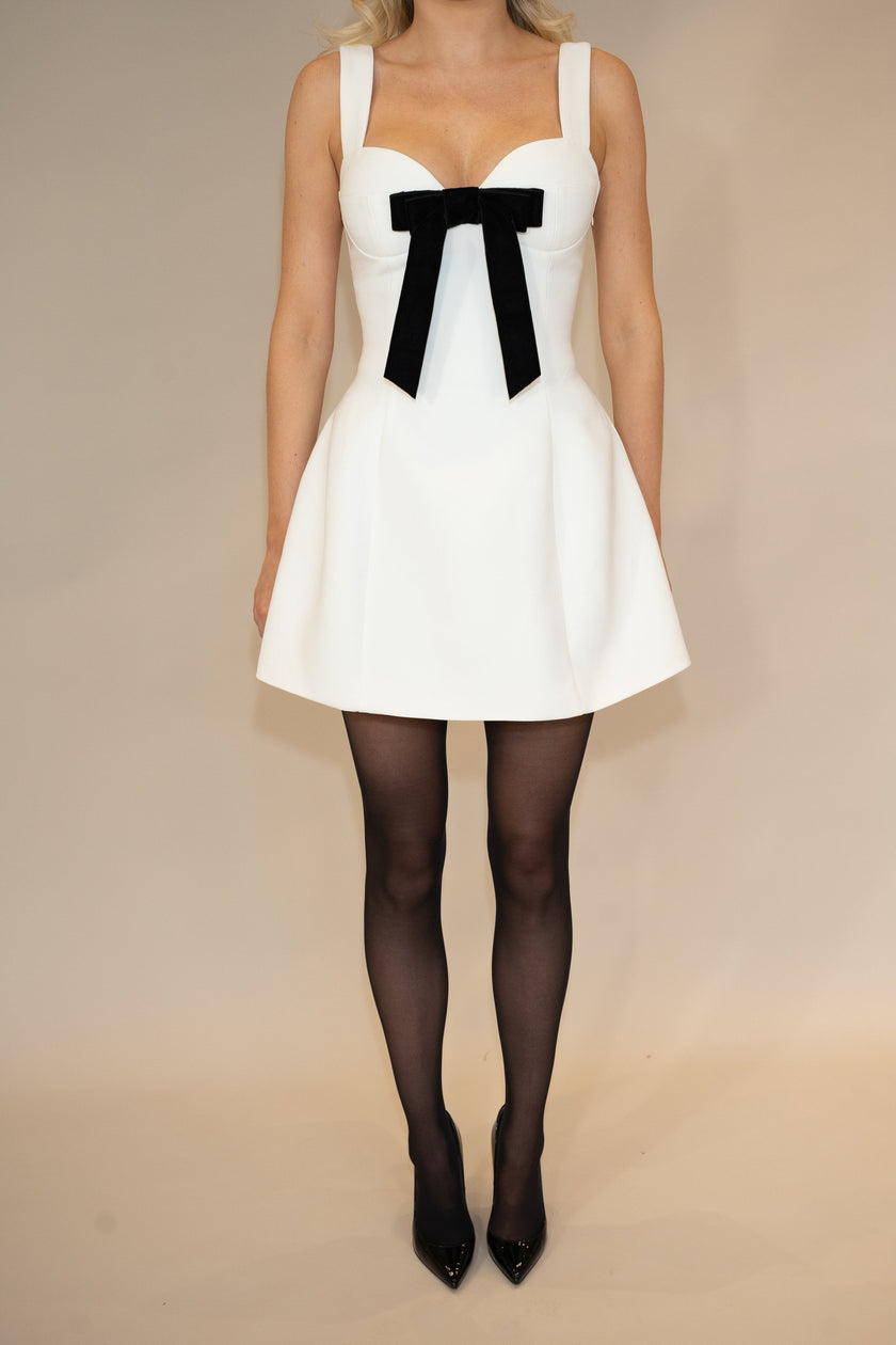 Darling Dress in Off White (Velvet Bow)