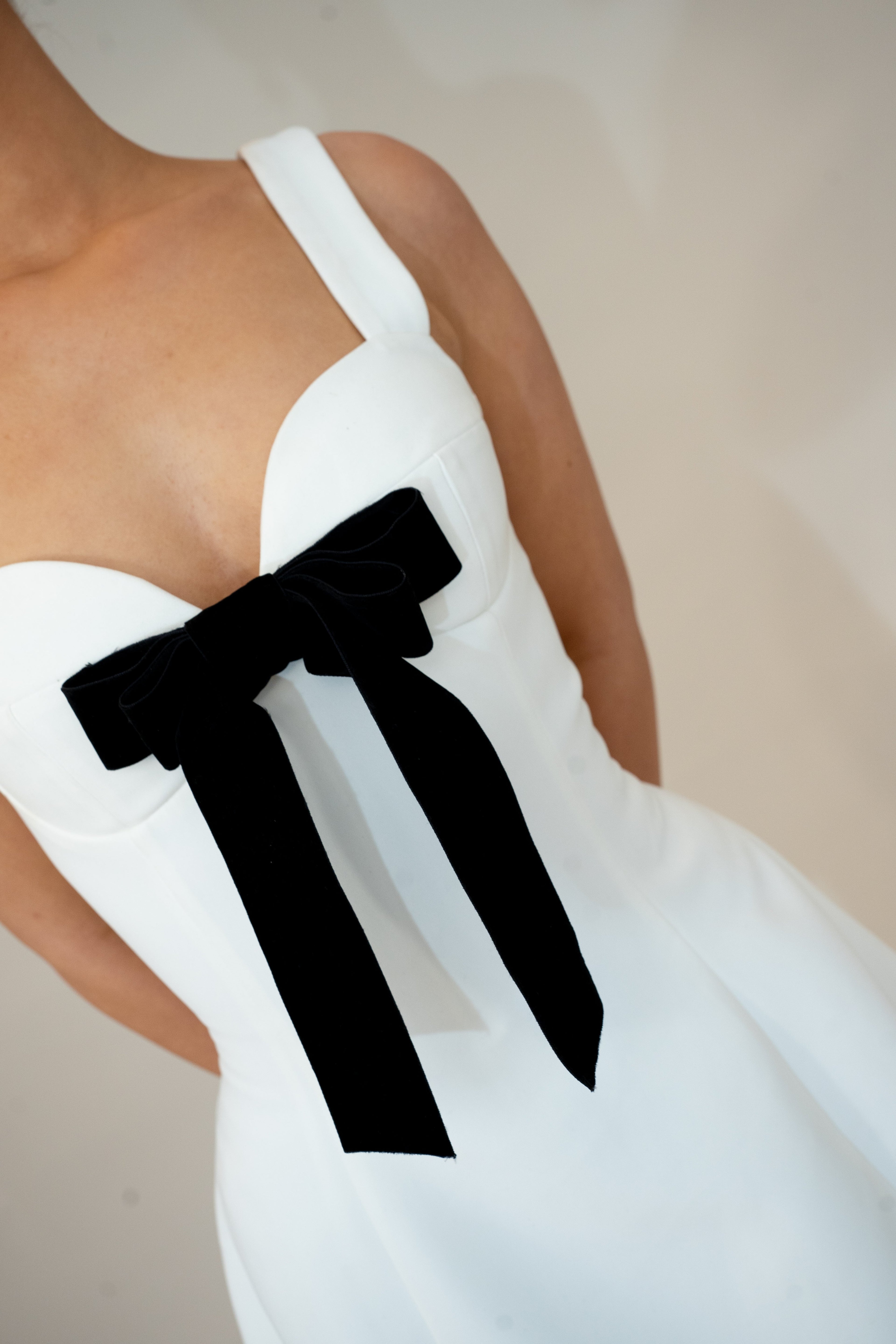 Darling Dress in Off White (Velvet Bow)