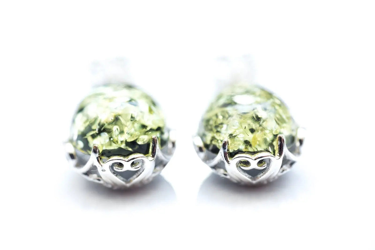 Boucles d'oreilles pendantes Demi en ambre vert