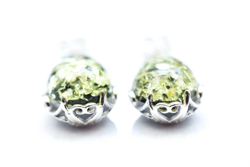 Boucles d'oreilles pendantes Demi en ambre vert