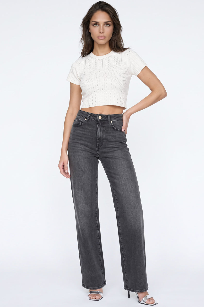 White Embellished Crop Top