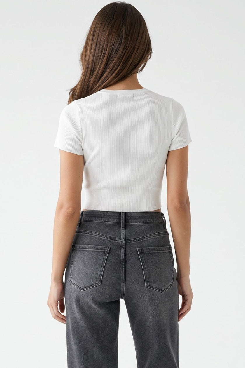 White Embellished Crop Top