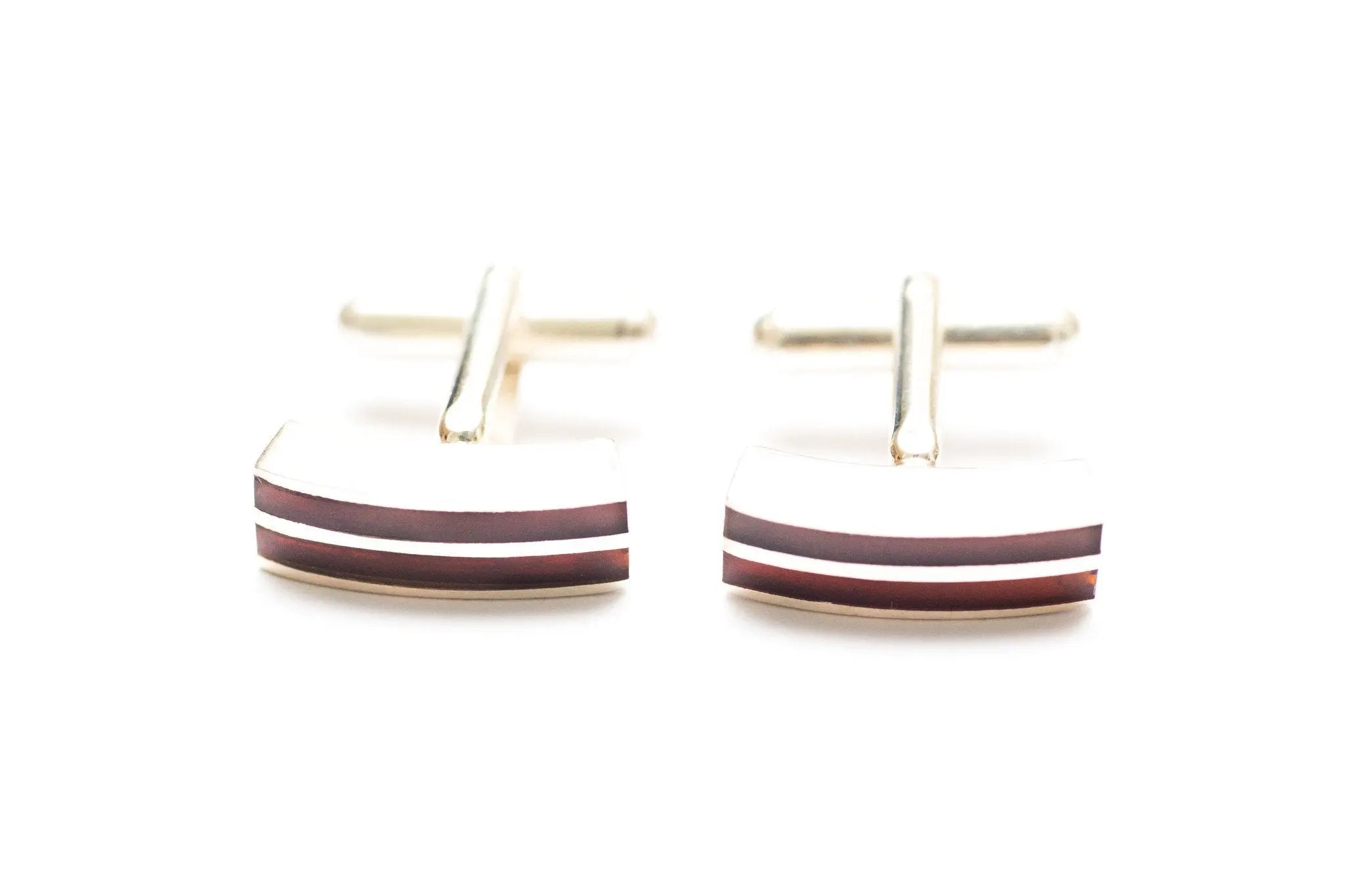 Manschettenknöpfe mit Doppelstreifen in Bernstein